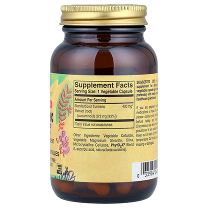 Solgar, Turmeric Root Extract, 60 Vegetable Capsules (400 mg per Capsule)
