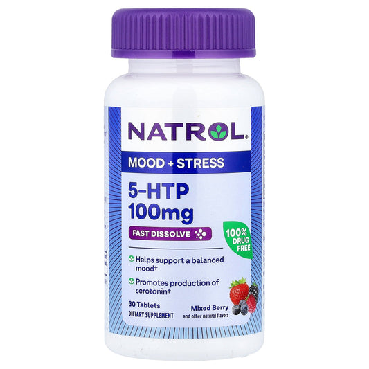 Natrol, 5-HTP, Fast Dissolve, Mixed Berry, 100 mg, 30 Tablets