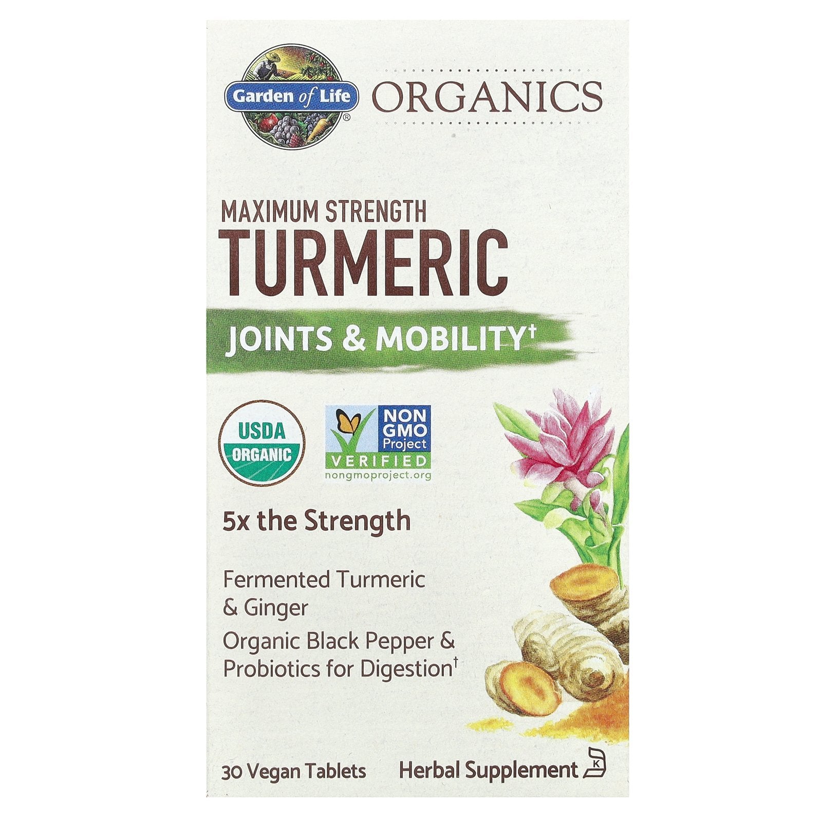 Garden of Life, Turmeric, Maximum Strength, 30 Vegan Tablets