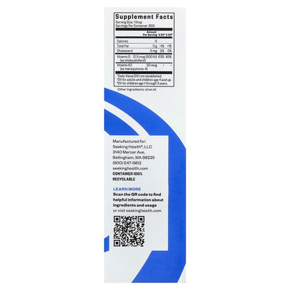 Seeking Health, Vitamin D3 + K2 Drops, 1 fl oz (30 ml)