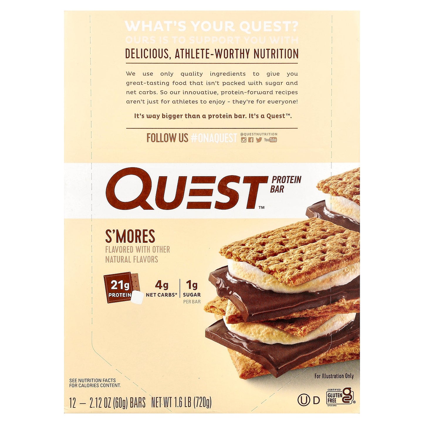Quest Nutrition, Protein Bar, S'mores, 12 Bars, 2.12 (60 g) Each