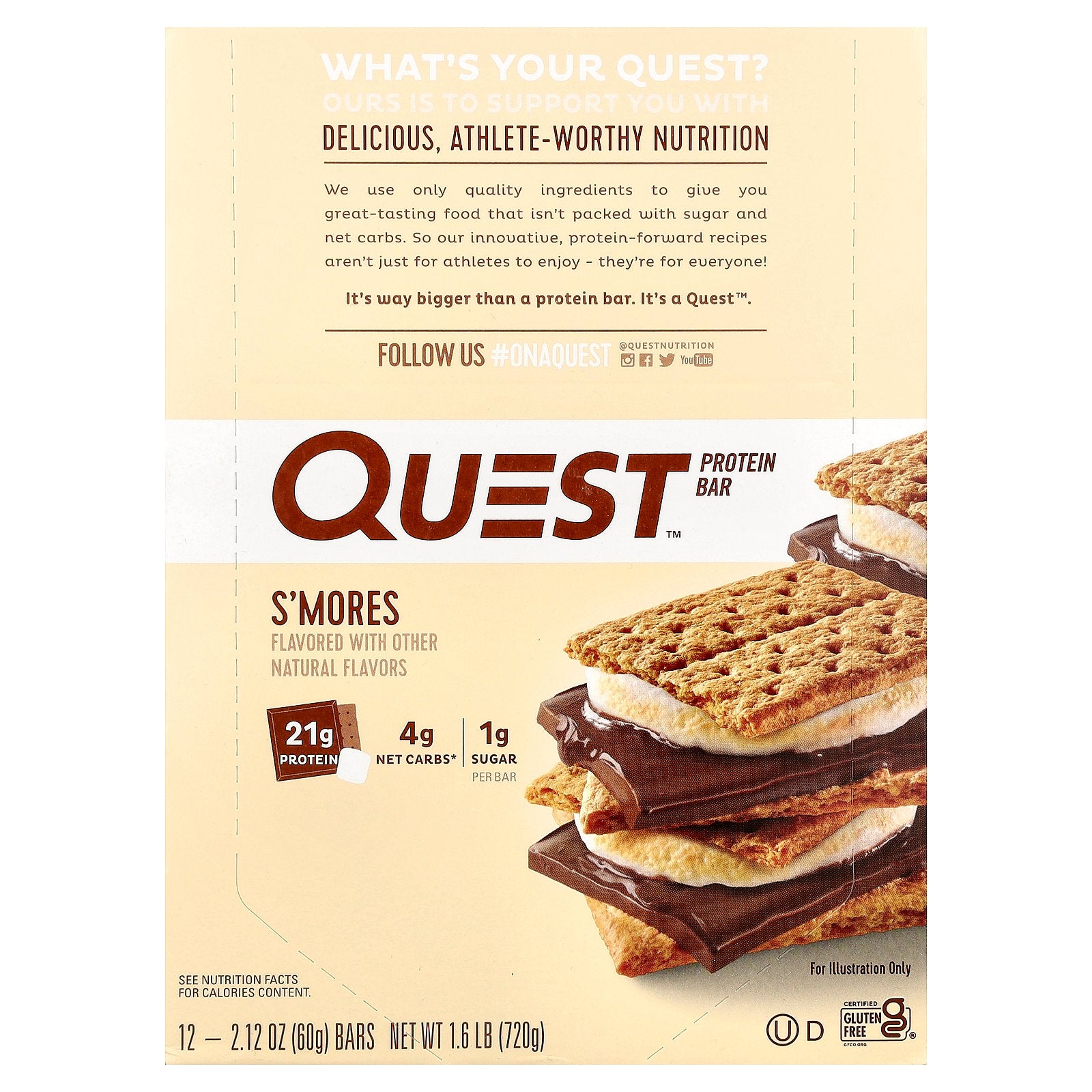 Quest Nutrition, Protein Bar, S'mores, 12 Bars, 2.12 (60 g) Each