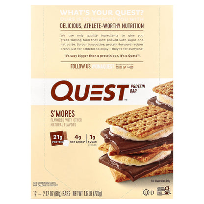 Quest Nutrition, Protein Bar, S'mores, 12 Bars, 2.12 (60 g) Each