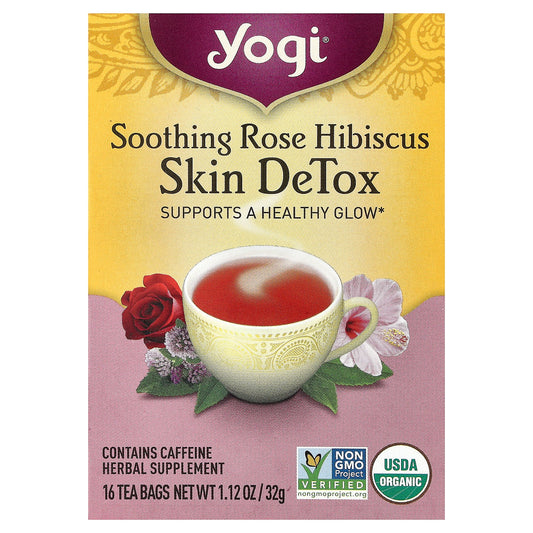 Yogi Tea, Skin DeTox, Soothing Rose Hibiscus, 16 Tea Bags, 1.12 oz (32 g)