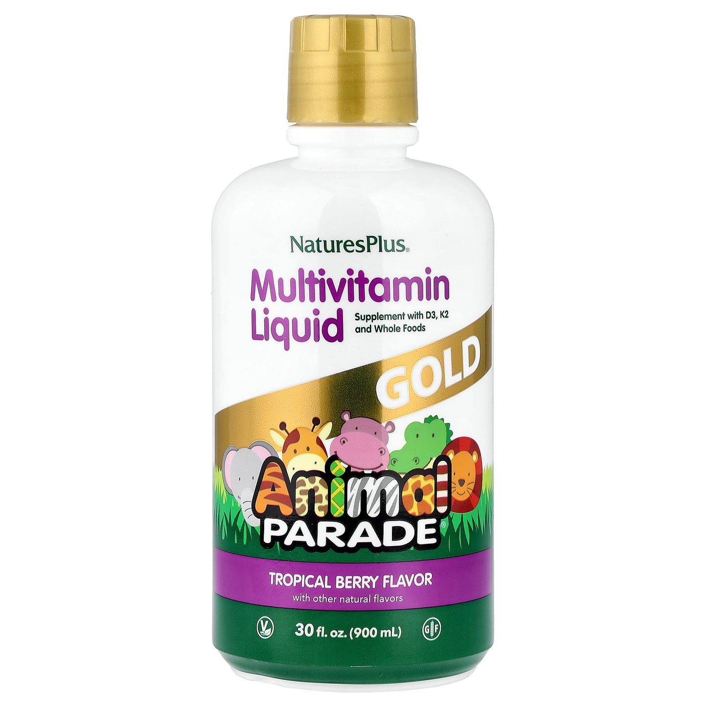 NaturesPlus, Animal Parade Gold, Multivitamin Liquid, Tropical Berry, 30 fl oz (887.1 ml)