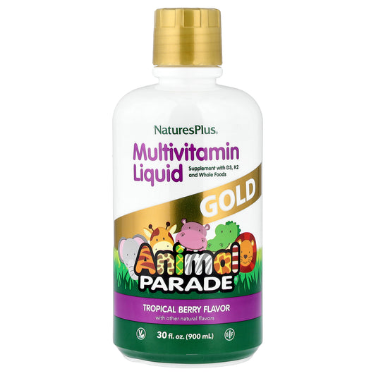 NaturesPlus, Animal Parade Gold, Multivitamin Liquid, Tropical Berry, 30 fl oz (887.1 ml)