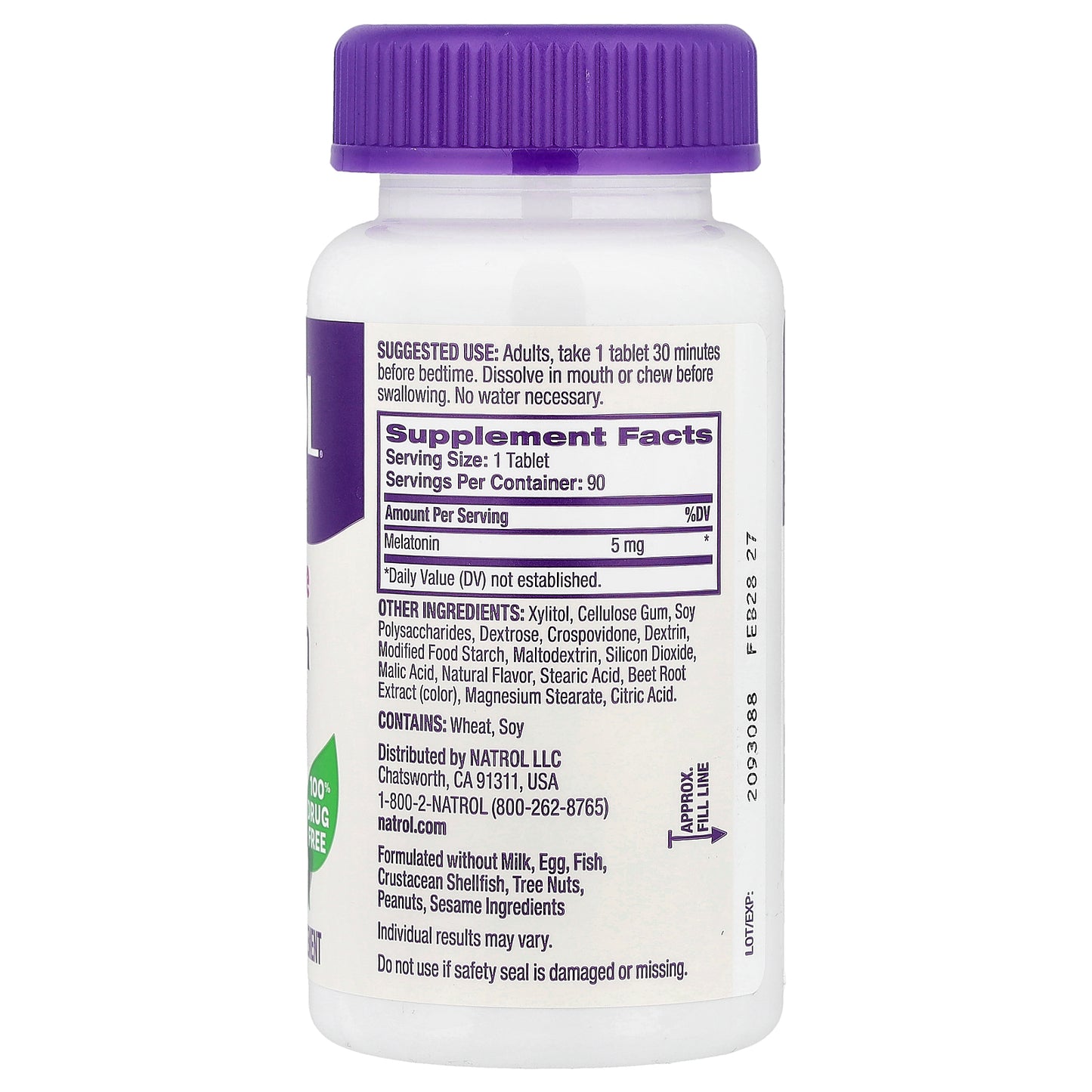 Natrol, Melatonin, Fast Dissolve, Strawberry, 5 mg, 90 Tablets