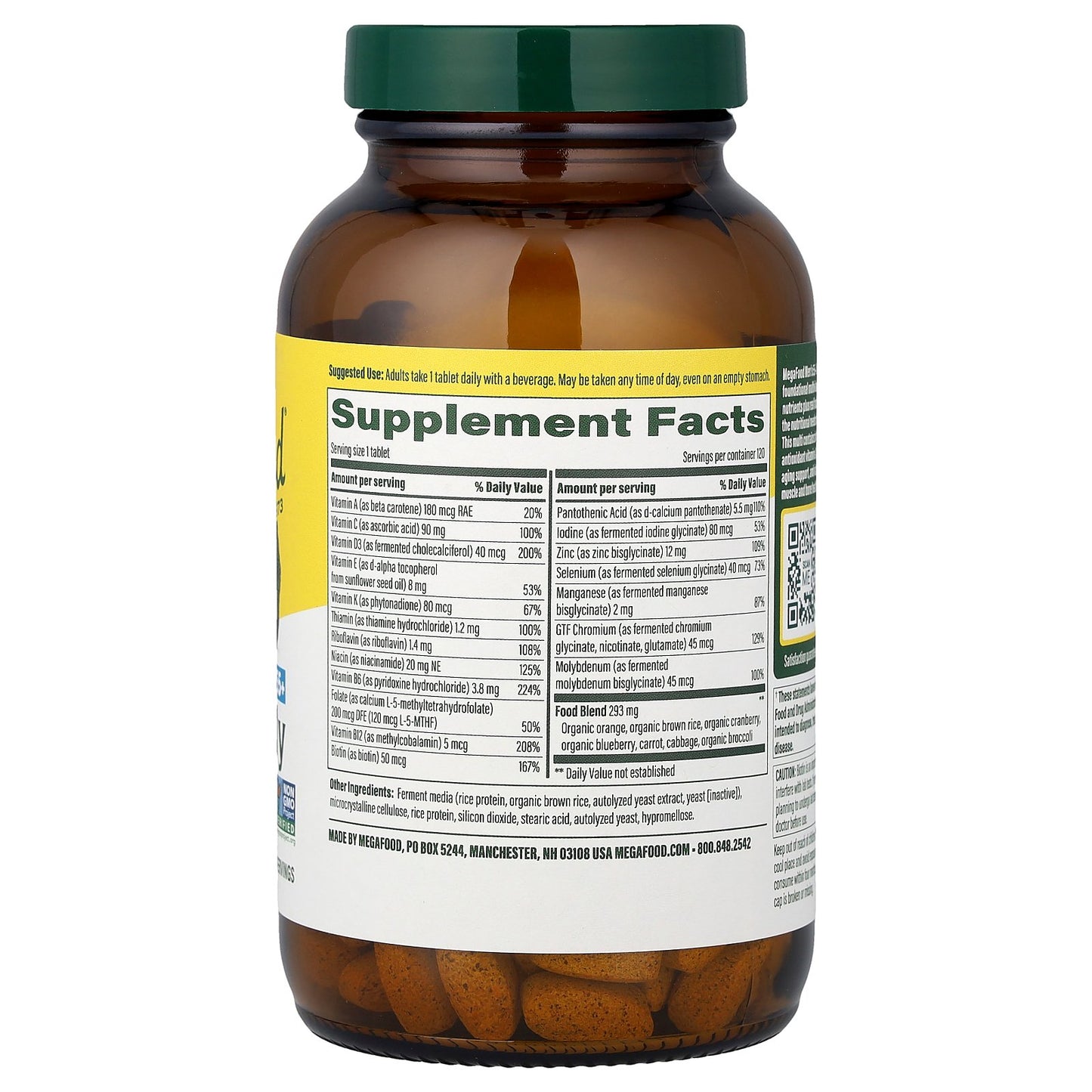 MegaFood, Men's 55+, One Daily Multivitamin, 120 Tablets
