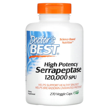 Doctor's Best, High Potency Serrapeptase, 120,000 SPU, 270 Veggie Caps