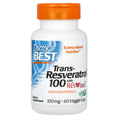 Doctor's Best, Trans-Resveratrol 100 with ResVinol, 100 mg, 60 Veggie Caps