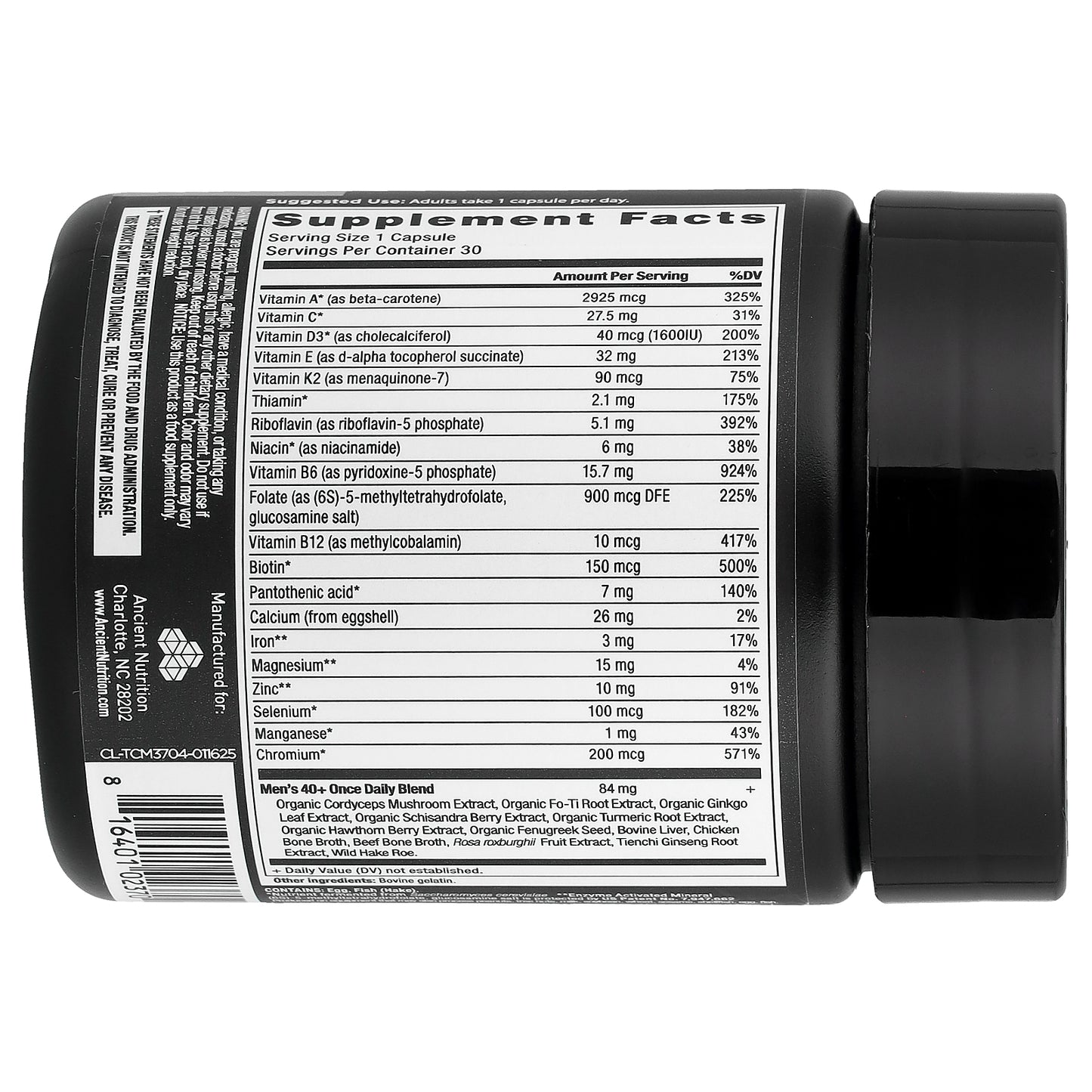 Ancient Nutrition, Men's 40+ Once Daily Multivitamin, 30 Capsules