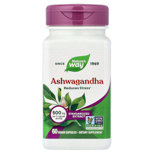 Nature's Way, Ashwagandha, Standardized Extract, 500 mg, 60 Vegan Capsules (250 mg Per capsule)