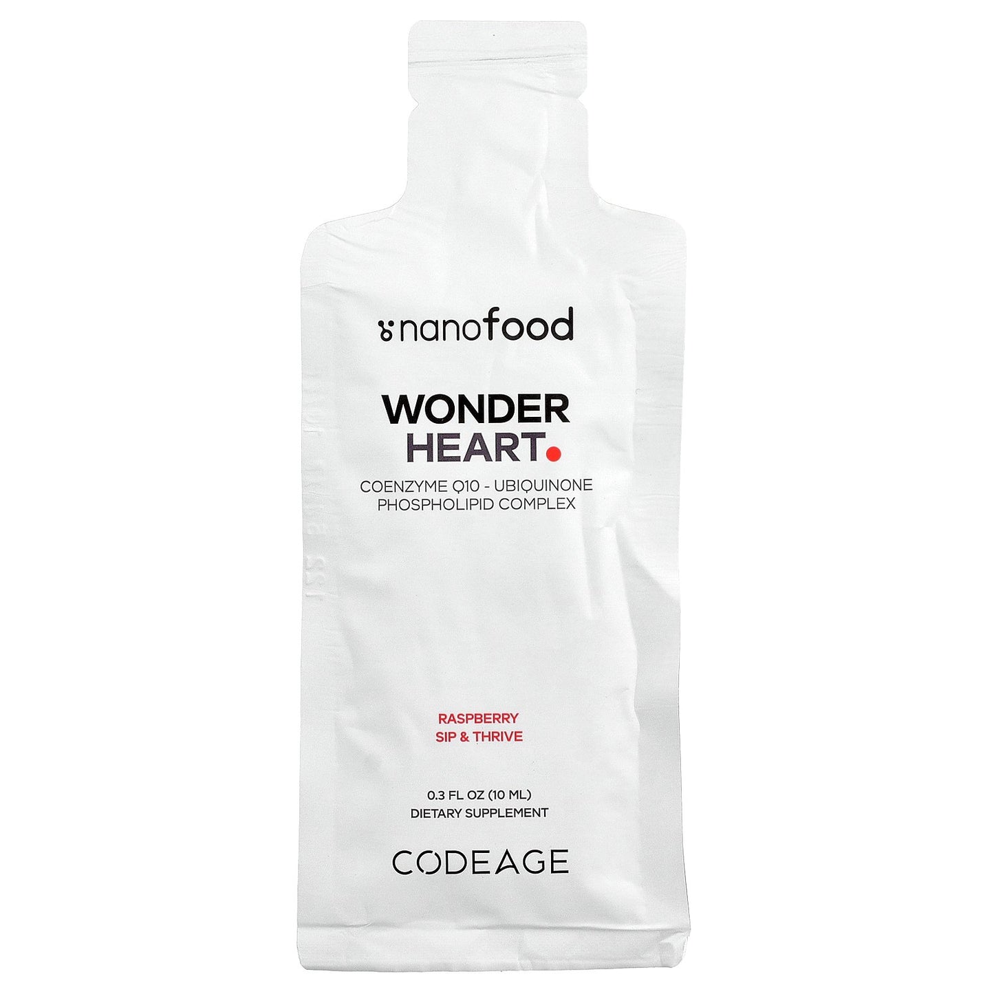 Codeage, Nanofood, Wonder Heart, Raspberry, 30 Pouches, 0.3 fl oz (10 ml) Each