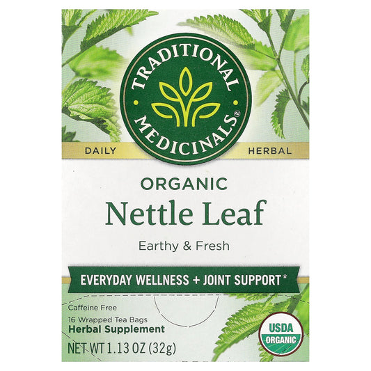 Traditional Medicinals, Organic Nettle Leaf, Caffeine Free, 16 Wrapped Tea Bags, 1.13 oz (32 g)