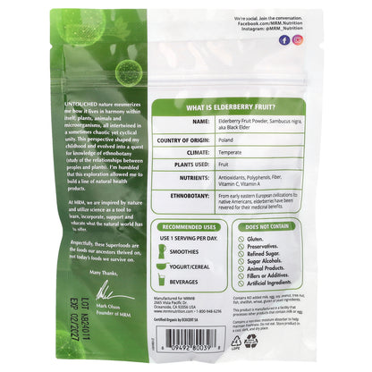 MRM Nutrition, Organic Elderberry Fruit Powder, 4 oz (113 g)