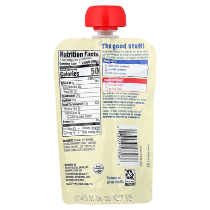 Earth's Best, Organic Fruit + Veggie Puree, 6+ Months, Apple Strawberry Spinach, 3.5 oz (99 g)