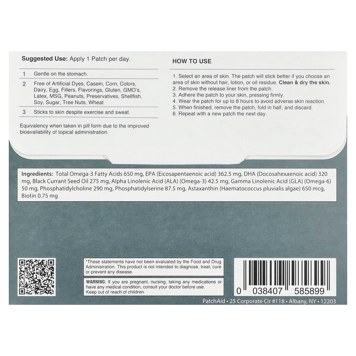 PatchAid, Kids Omega-3 Brain Support Patch, 30 Patches