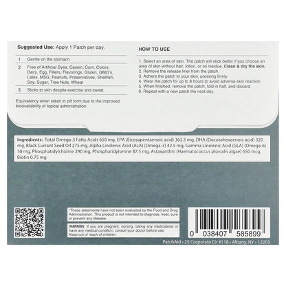 PatchAid, Kids Omega-3 Brain Support Patch, 30 Patches