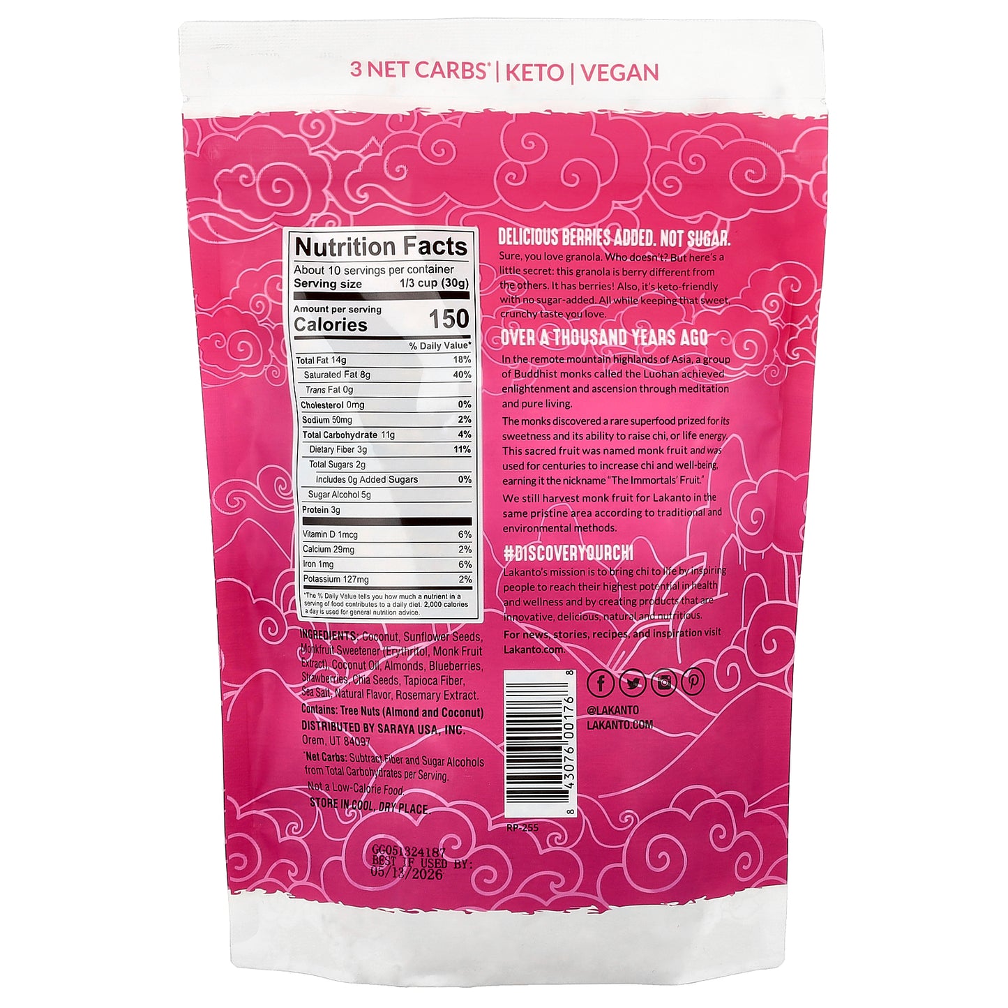 Lakanto, Keto Granola, Berry Crunch, 11 oz (312 g)