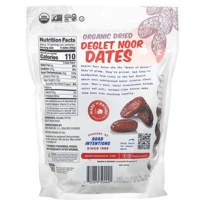 Made in Nature, Organic Dried Deglet Noor Dates, Pitted, Sun-Dried, 20 oz (567 g)