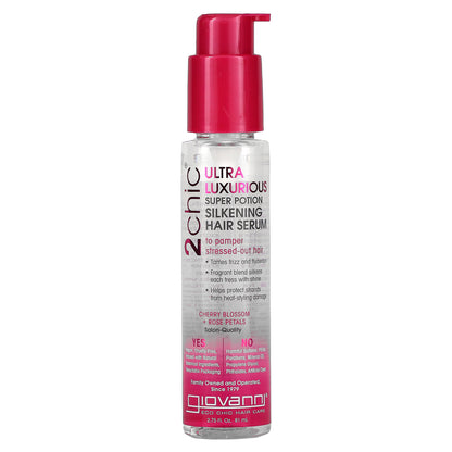 Giovanni, 2chic, Ultra-Luxurious Super Potion Silkening Hair Serum, Cherry Blossom + Rose Petals, 2.75 fl oz (81 ml)