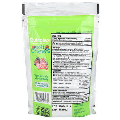 Dulcolax, Soft Chews Laxative, For Ages 4+, Mixed Berry, 30 Soft Chews