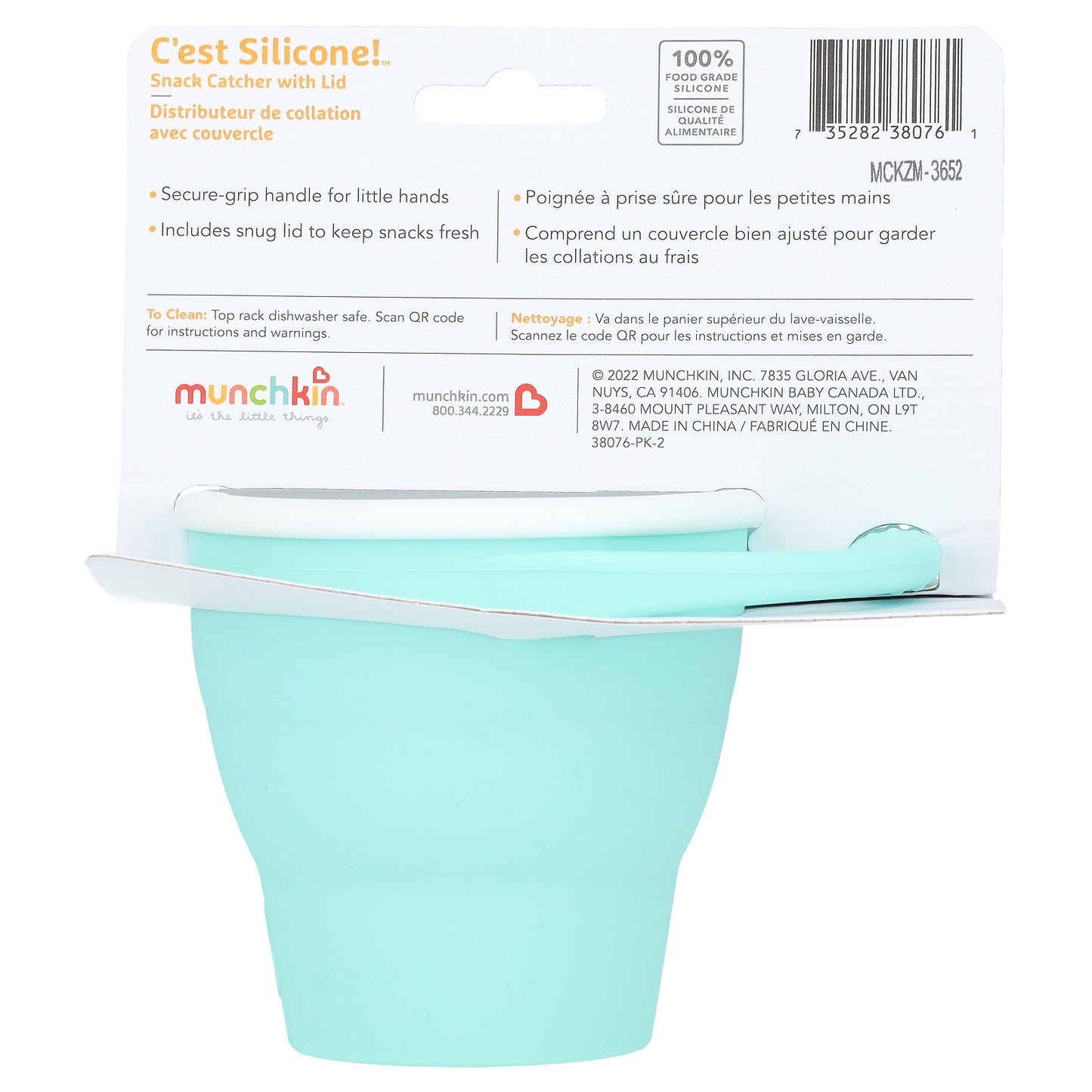 Munchkin, C'est Silicone!™, Snack Catcher With Lid, 6 Months+, Mint, 1 Count