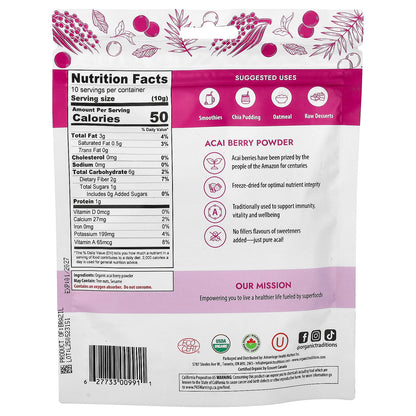 Organic Traditions, Acai Berry Powder, 3.5 oz (100 g)