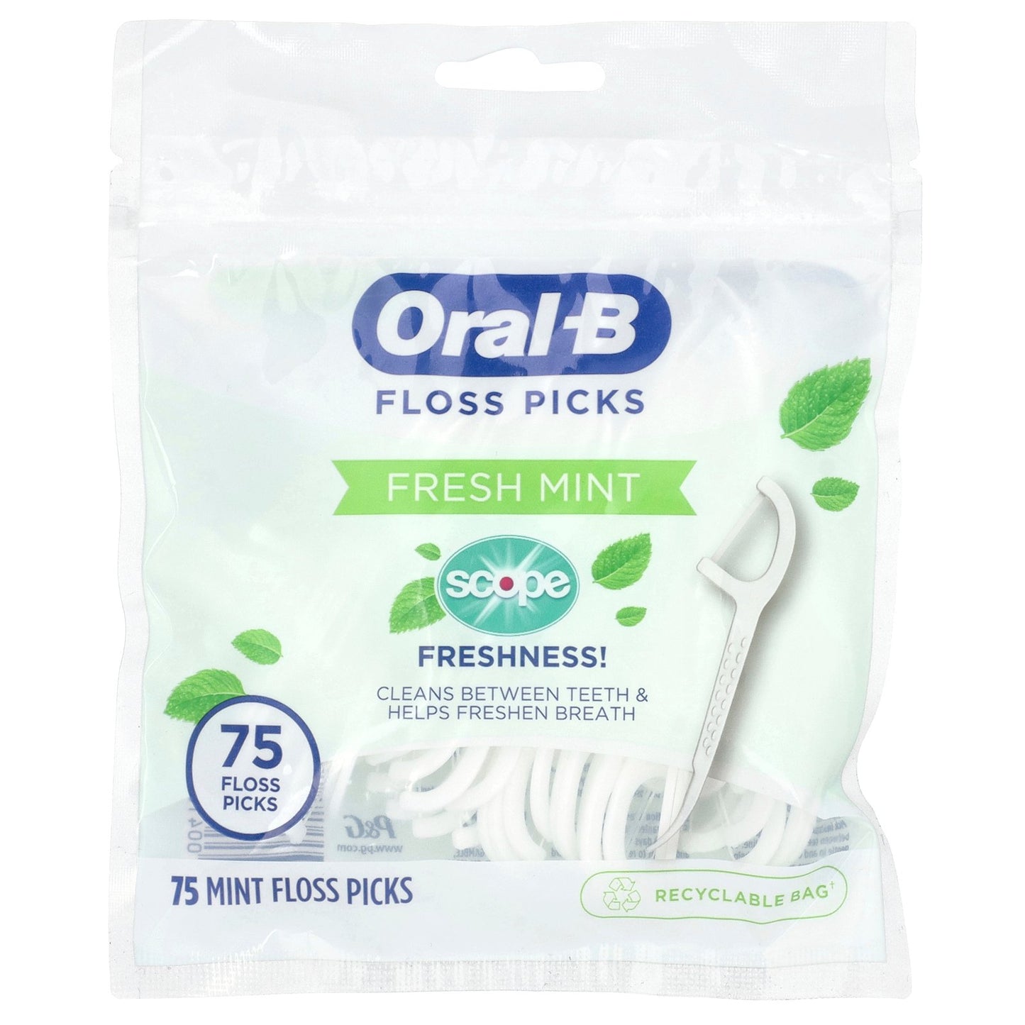 Oral-B, Scope Floss Picks, Fresh Mint, 75 Floss Picks