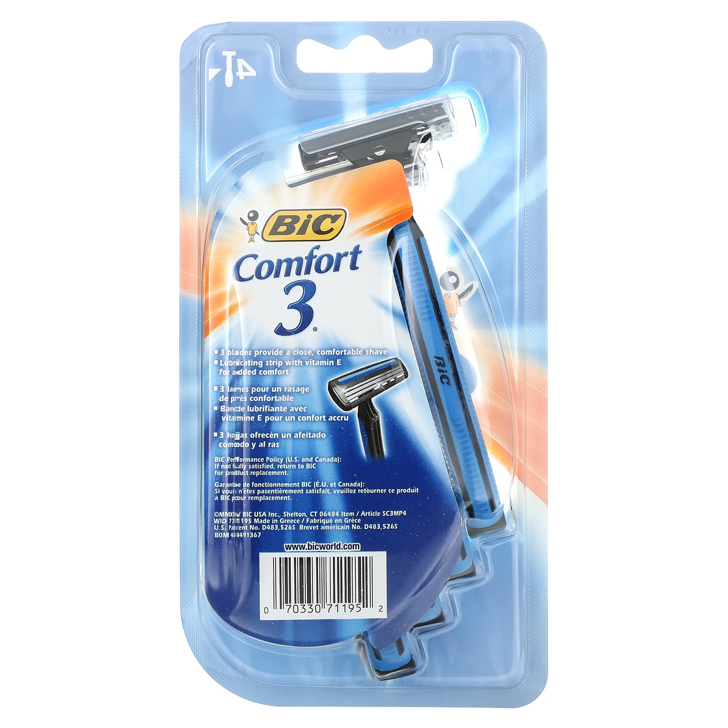 BIC, Comfort 3, Disposable Razors, 4 Razors