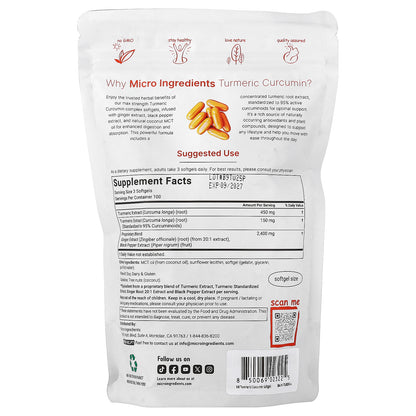 Micro Ingredients, Turmeric Curcumin, 300 Softgels
