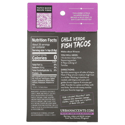 Urban Accents, Seasoning Mix, Chile Verde Fish Tacos, 0.75 oz (21 g)