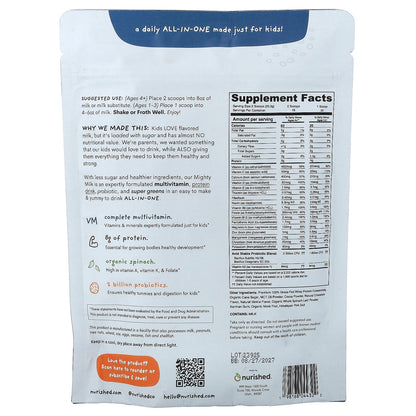 Nurished, Kids, Mighty Milk, Cookies and Cream, 10.7 oz (303 g)