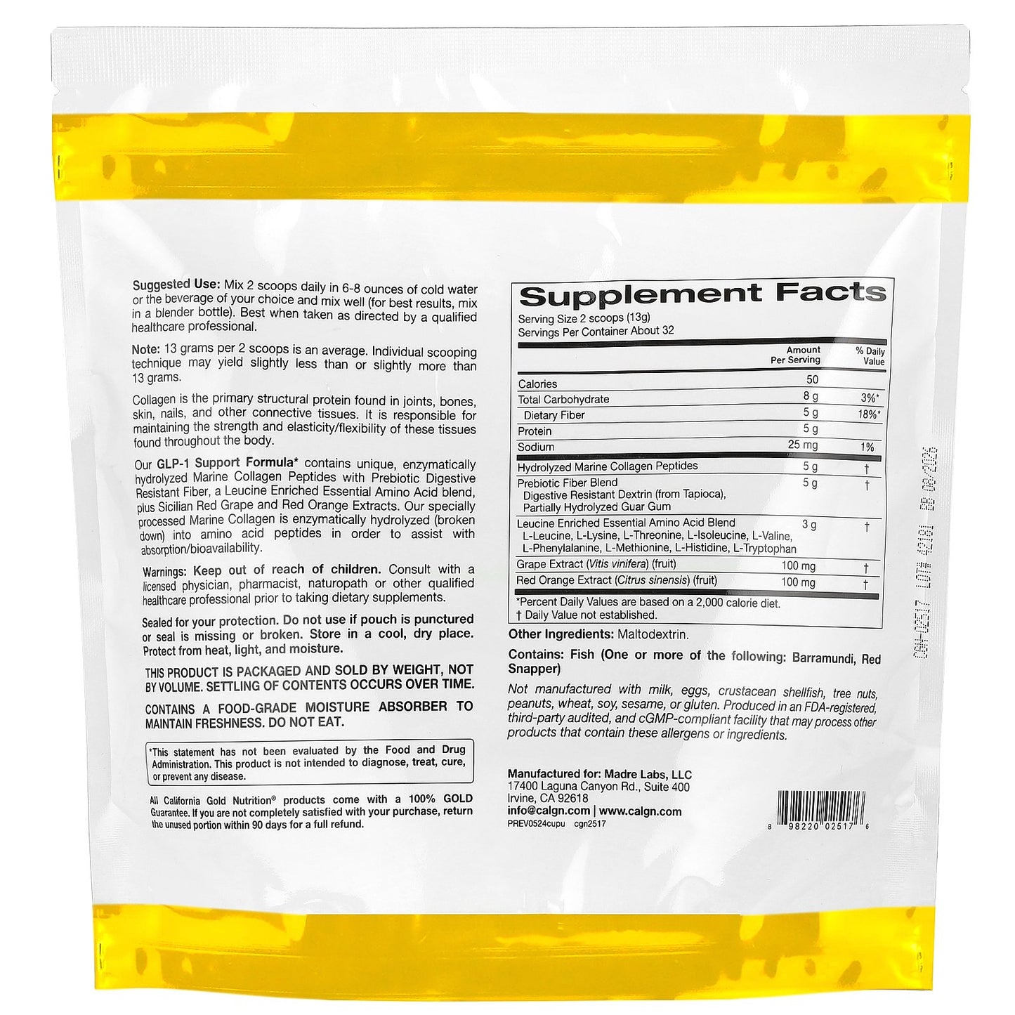 California Gold Nutrition, GLP-1 Support Formula, Unflavored, 14.46 oz (410 g)