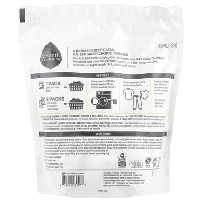 Seventh Generation, Laundry Detergent Packs, Ultra Power +, Clean Scent, 42 Packs, 29.6 oz (840 g)