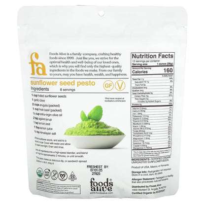 Foods Alive, Organic Sunflower Seeds, Hulled, 12 oz (340 g)