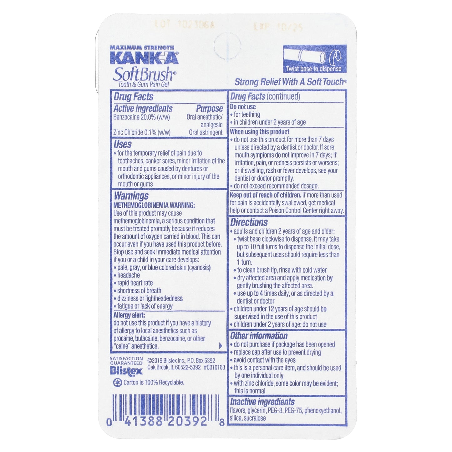 Blistex, Kank-A, SoftBrush Tooth & Gum Pain Gel, 0.07 oz (2 g)