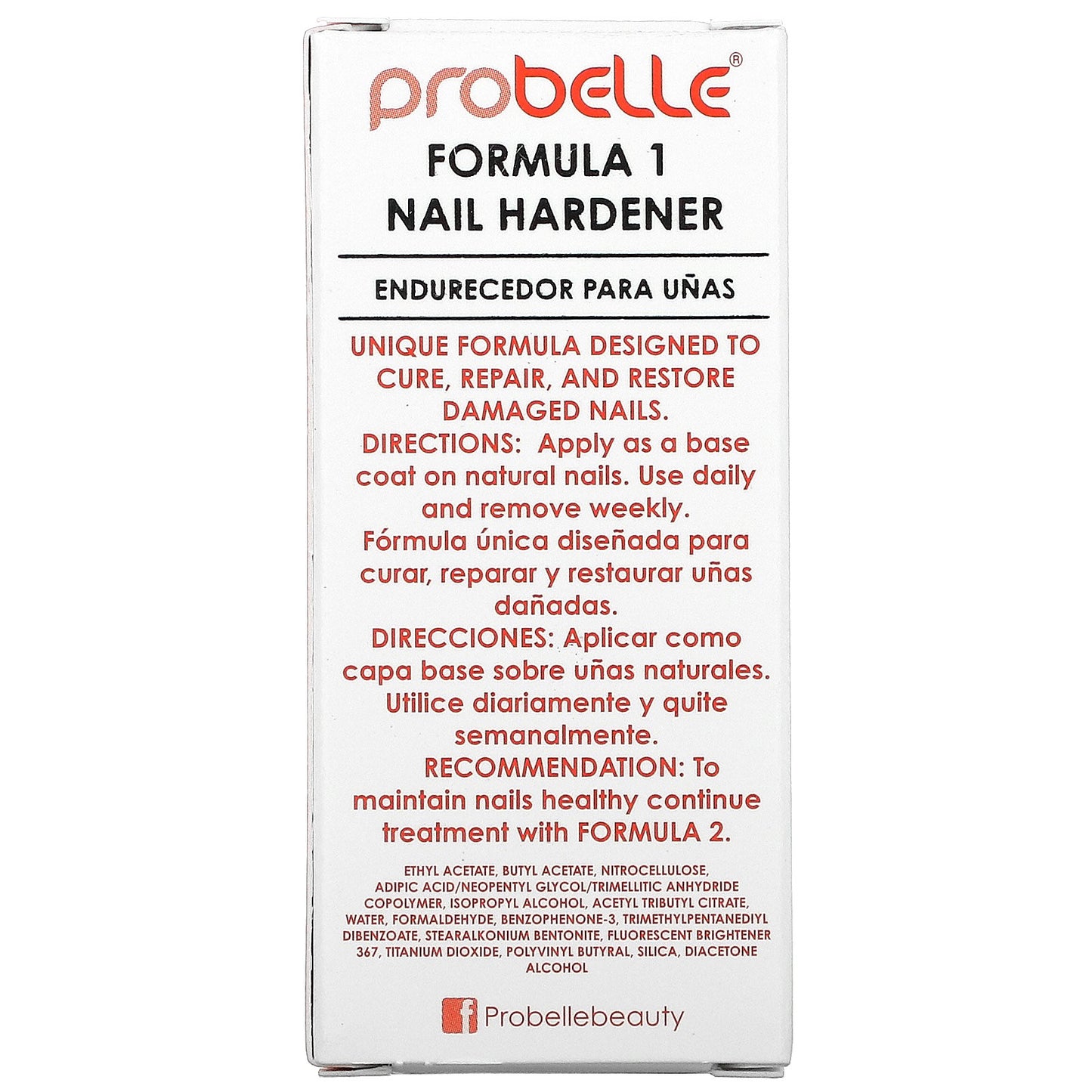 Probelle, Nail Hardener, Formula 1, 0.5 fl oz (15 ml)