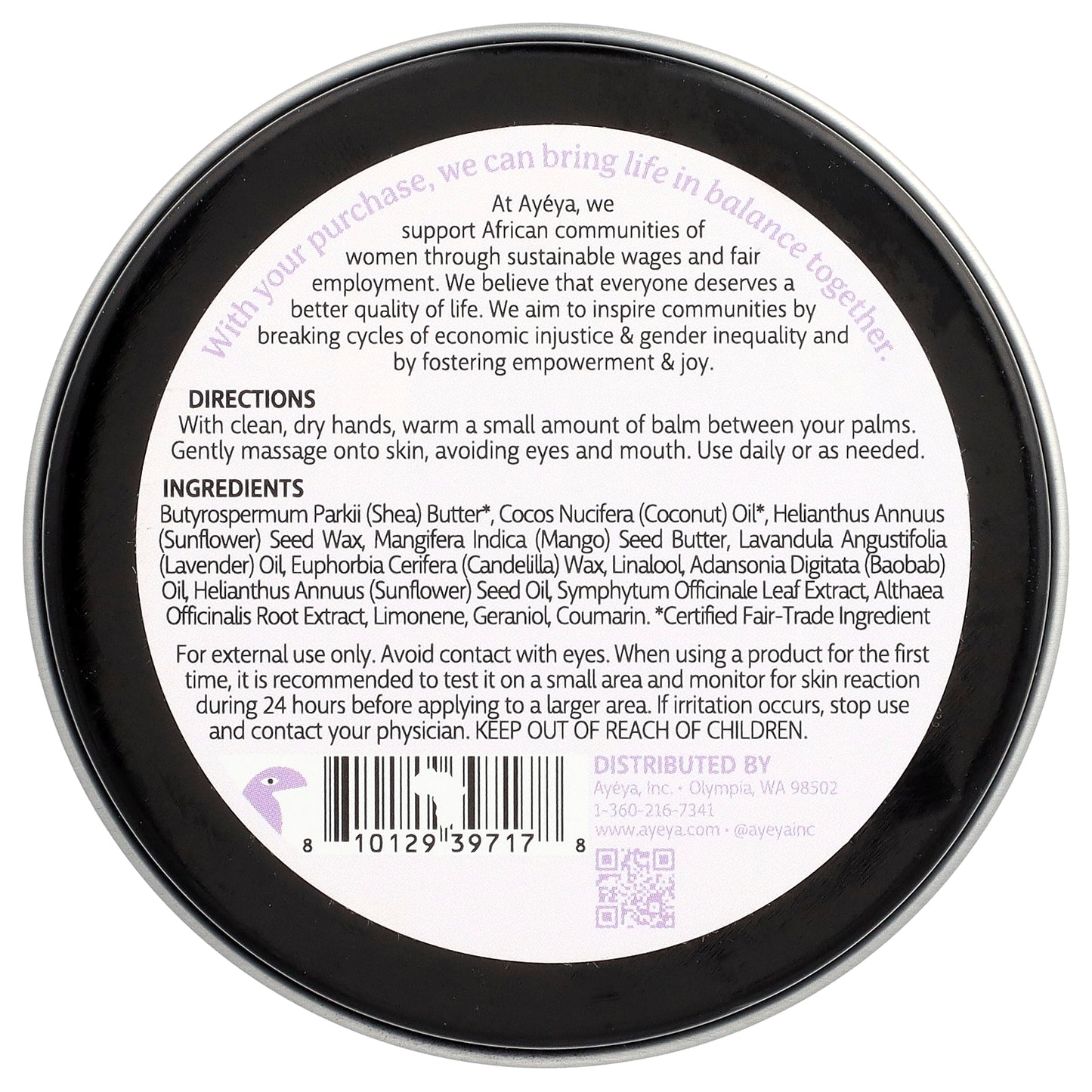 Ayeya, Baby, Soothing Balm, Lavender, 3 oz (85 g)