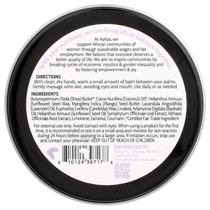 Ayeya, Baby, Soothing Balm, Lavender, 3 oz (85 g)