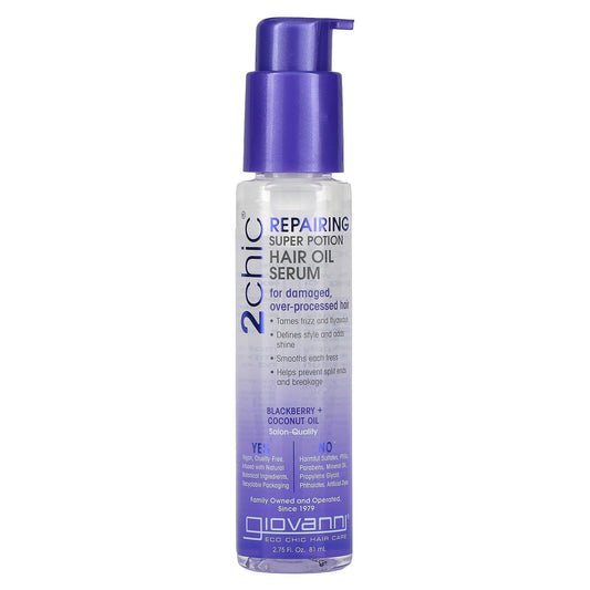 Giovanni, 2chic, Repairing Super Potion Hair Oil Serum, Blackberry + Coconut Oil, 2.75 fl oz (81 ml)