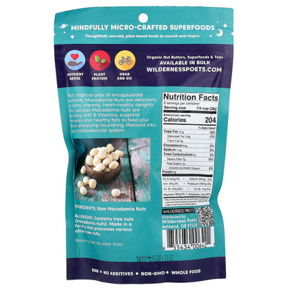 Wilderness Poets, Whole Macadamia Nuts, Unsalted, 8 oz (226 g)