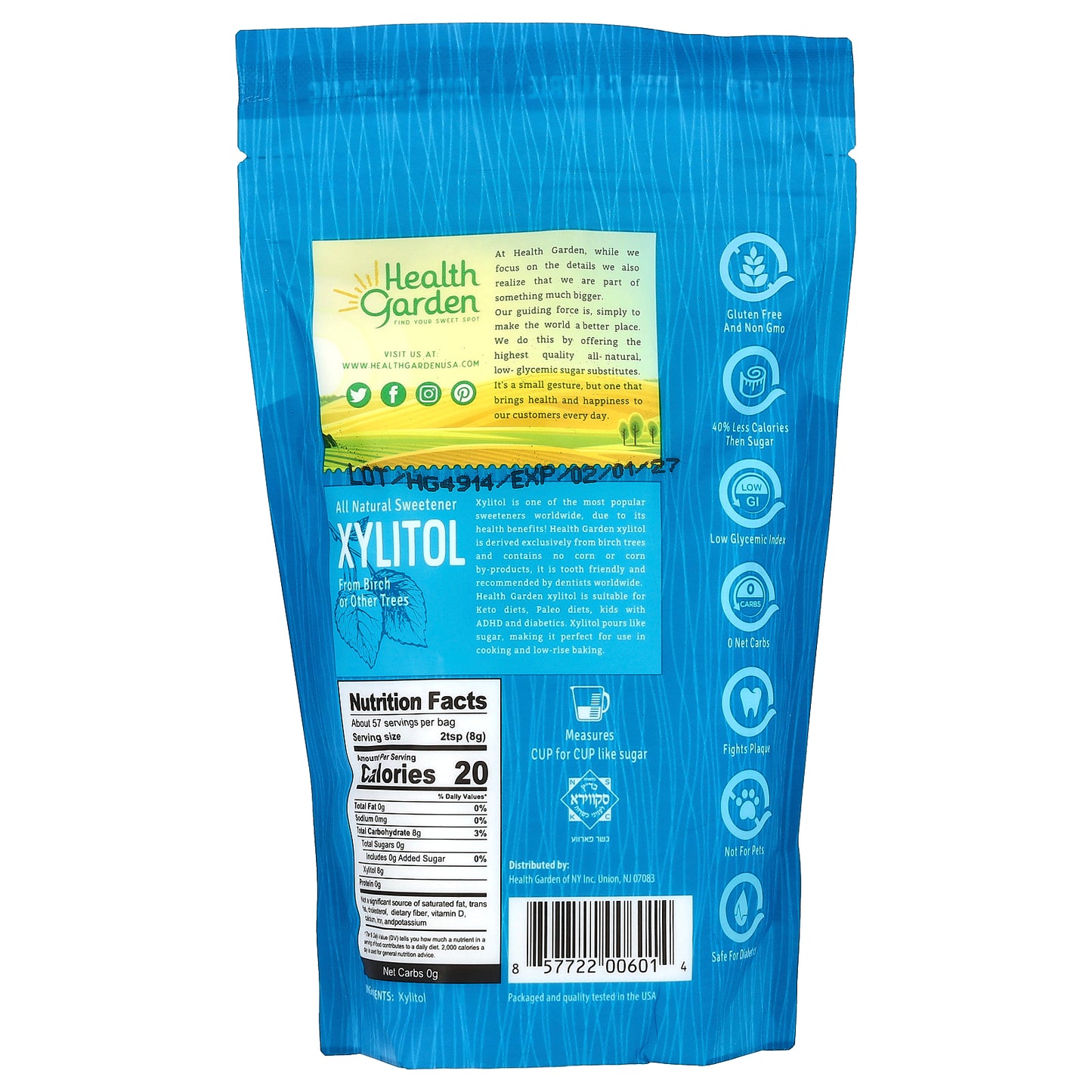 Health Garden, Xylitol, All Natural Sweetener, 16 oz (453 g)