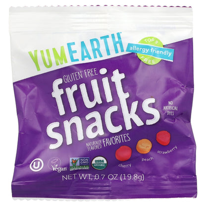 YumEarth, Gluten Free Fruit Snacks, Favorites, 35 Snack Packs, 0.7 oz (19.8 g) Each