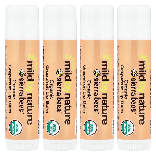 Mild By Nature, Sierra Bees™, Organic Lip Balms, Grapefruit, 4 Pack, 0.15 oz (4.25 g) Each