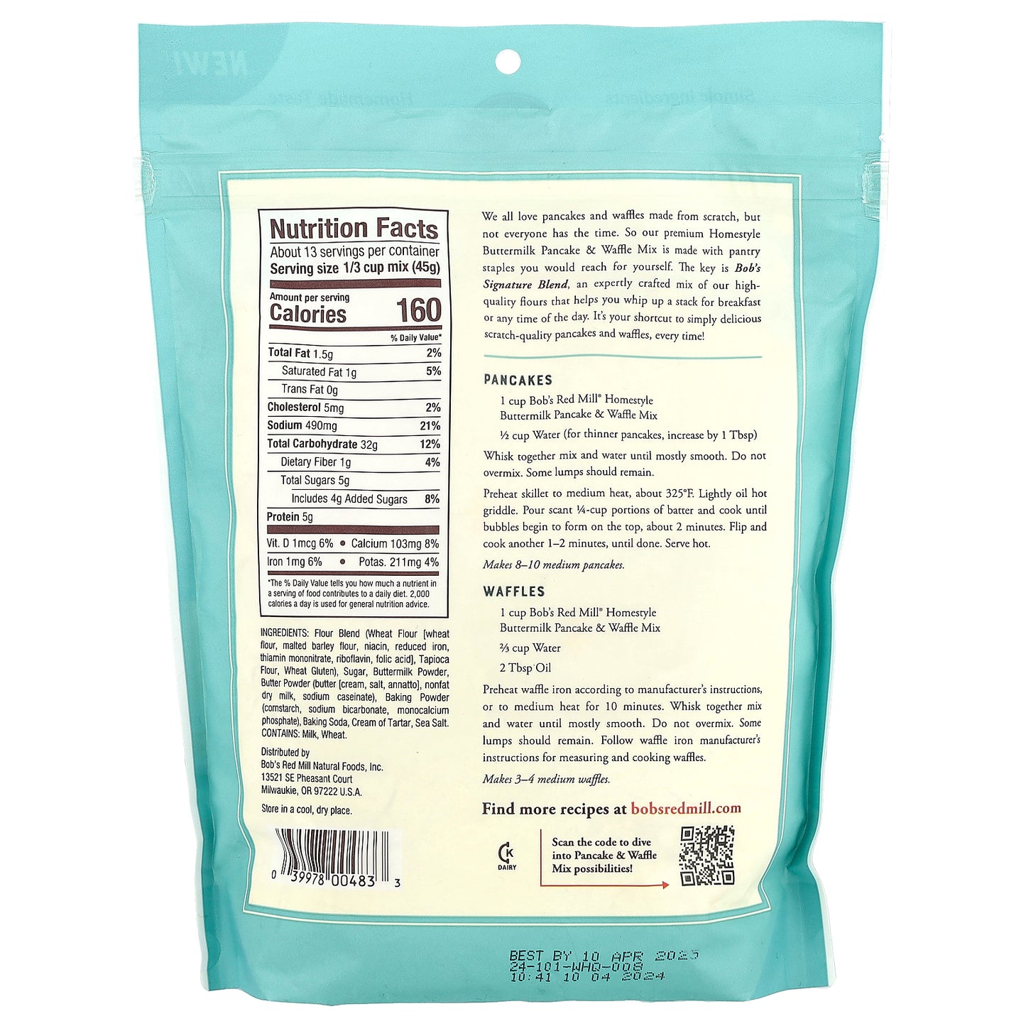 Bob's Red Mill, Homestyle Buttermilk Pancake & Waffle Mix, 20 oz (567 g)