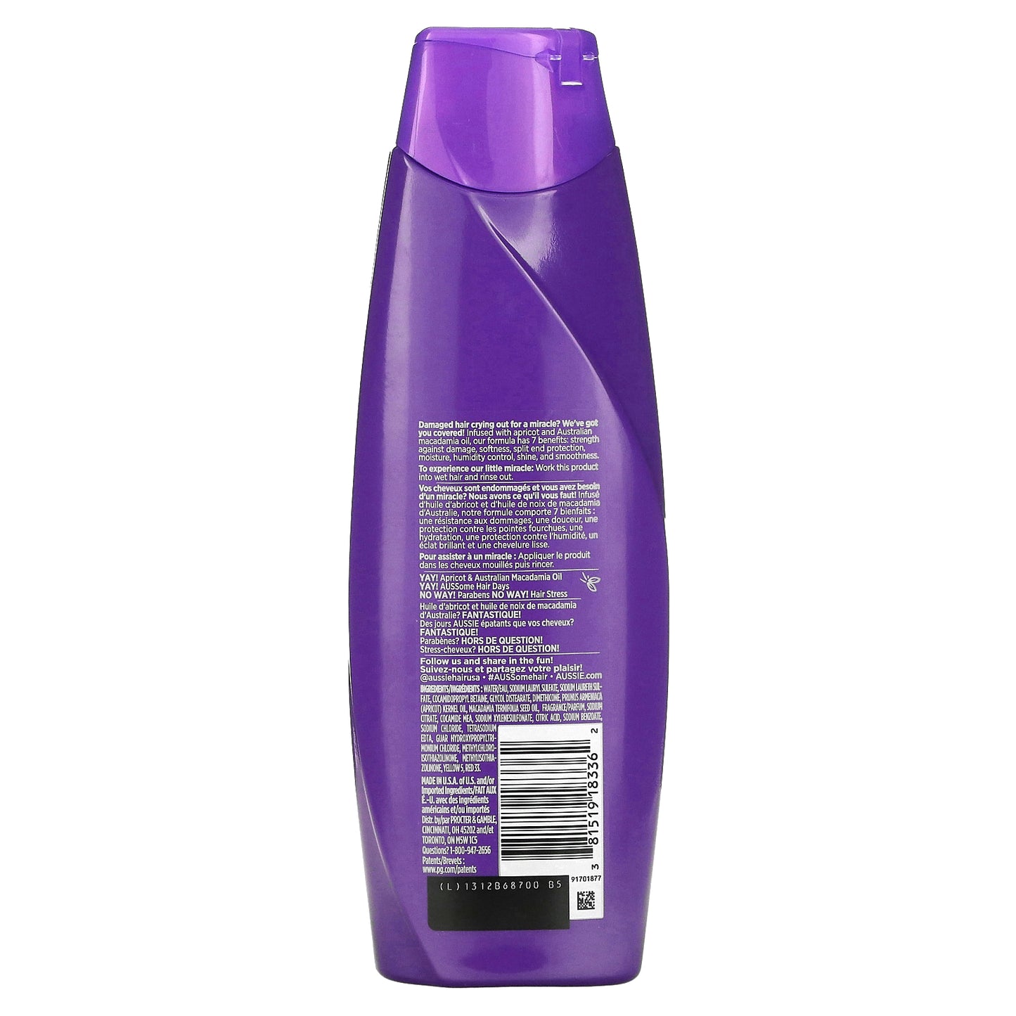 Aussie, Total Miracle, 7 n 1 Shampoo, Apricot & Australian Macadamia Oil, 12.1 fl oz (360 ml)