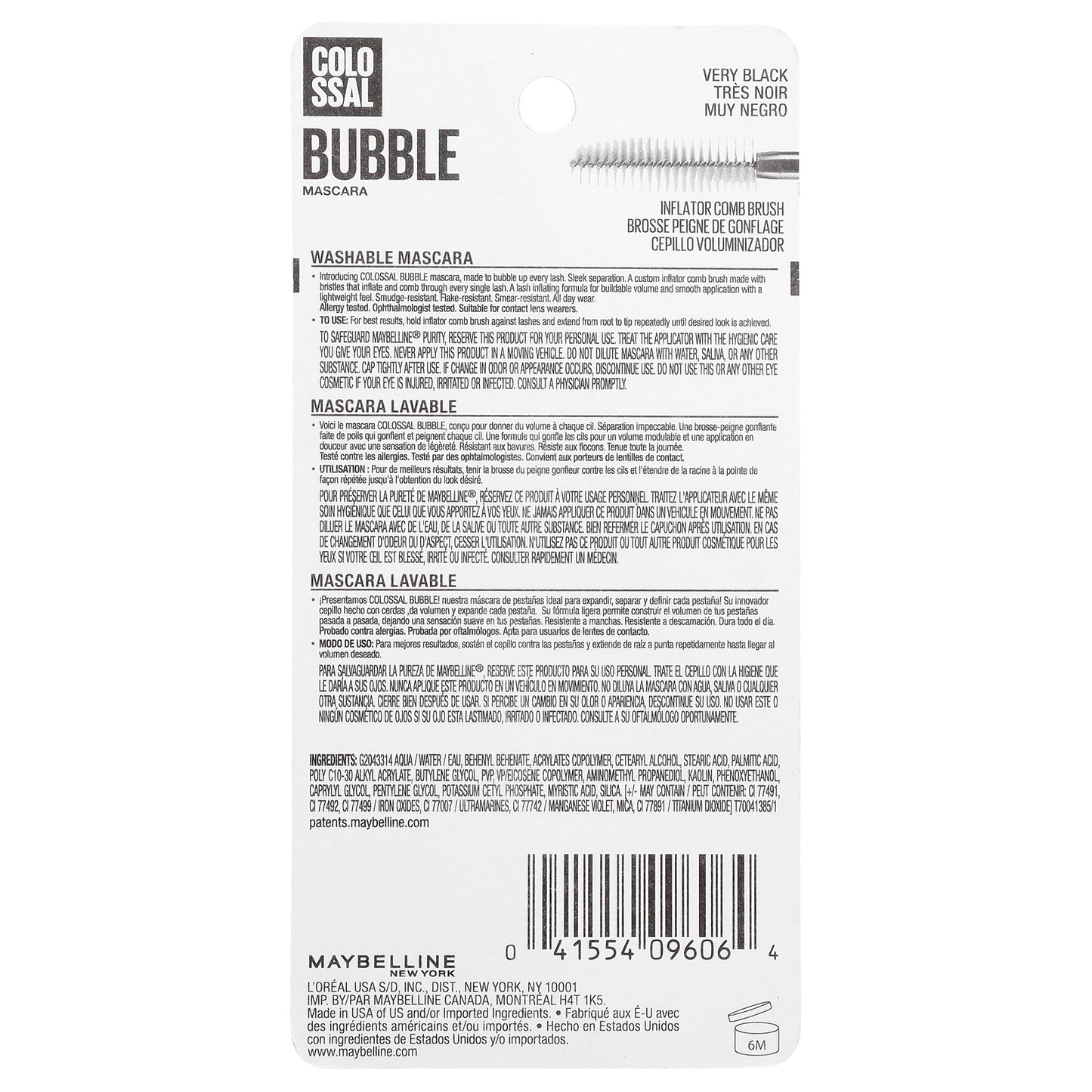 Maybelline, Colossal Bubble Mascara, 801 Very Black, 0.33 fl oz (10 ml)