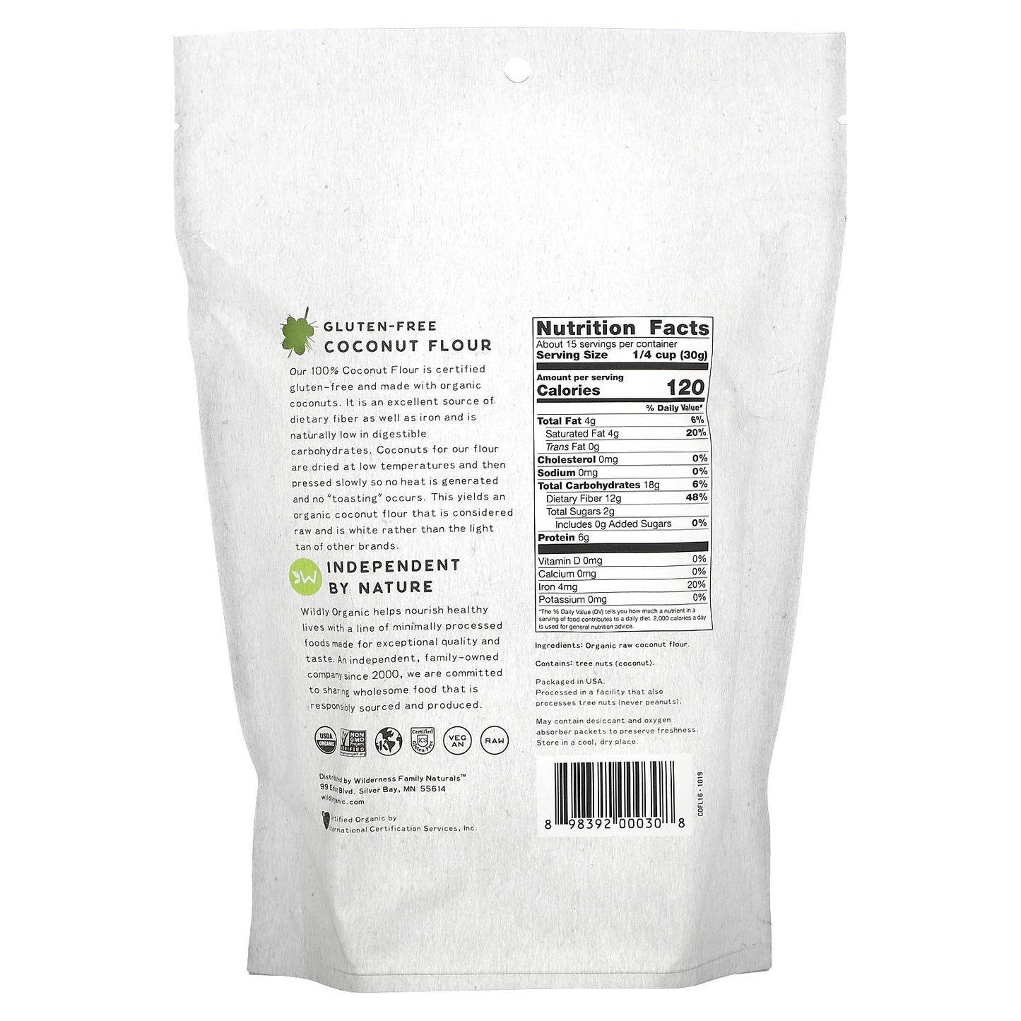 Wildly Organic, Gluten-Free Coconut Flour, 16 oz (454 g)