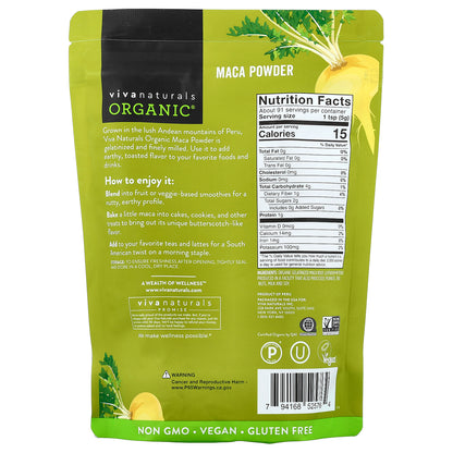 Viva Naturals, Organic Gelatinized Maca Powder, 1 lb (454 g)
